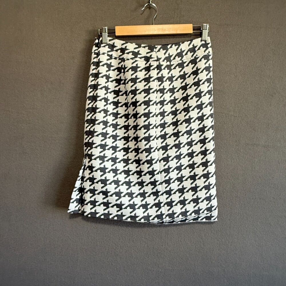 Banana Republic Women’s Black White Lined Houndstooth Print Pencil Skirt Size 2